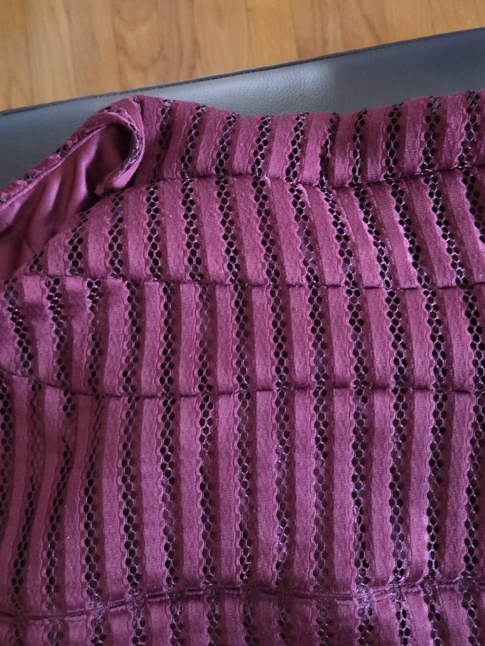 Ashley Graham x Beyond Clouds Maroon Striped Mesh Fit & Flare Dress - Size 14 - Picture 7 of 12